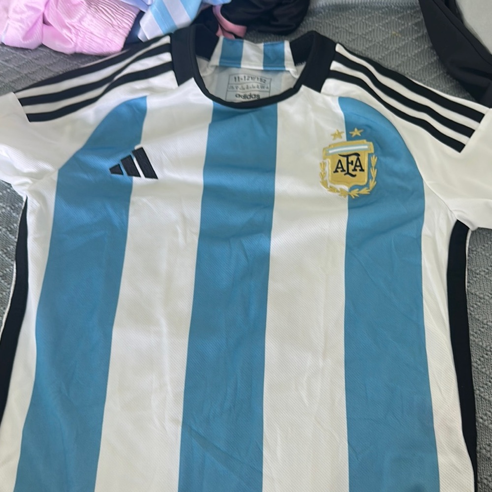 Kids Blue and White Striped Soccer Jersey